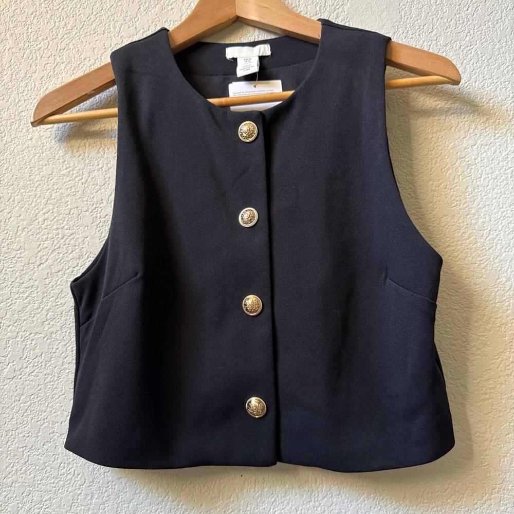 H&M Black Vest with Gold Buttons